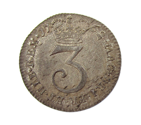 George III 1762 Maundy Threepence - GEF