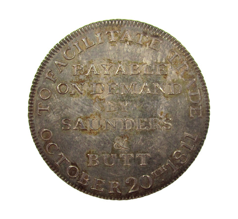 1811 Gloucester City One Shilling Silver Token - EF