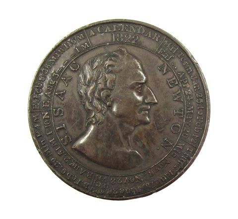 1822 Isaac Newton 42mm Bronze Calendar Medal
