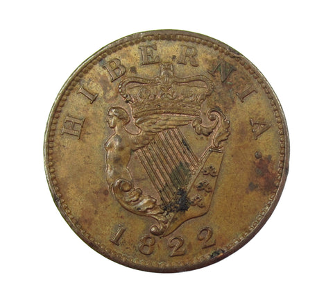 Ireland George III 1822 Hibernia Halfpenny - EF