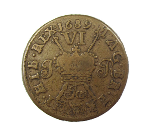 Ireland James II 1689 Gunmoney Sixpence - VF