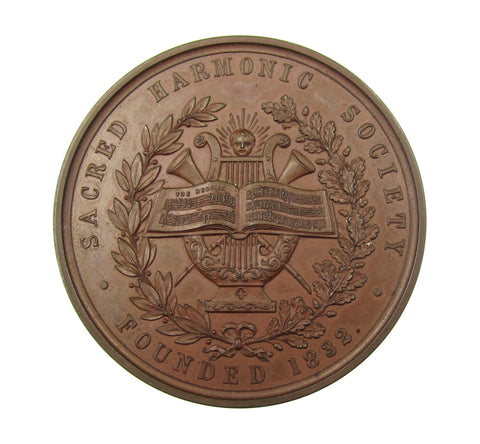 1882 Sacred Harmonic Society 51mm Bronze Medal - Cased