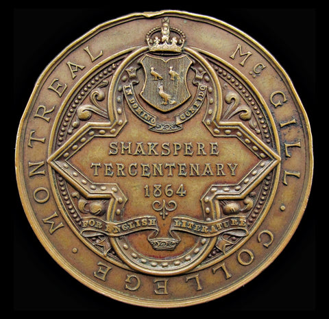 Canada 1864 Montreal McGill College William Shakespeare Medal - By Wyon